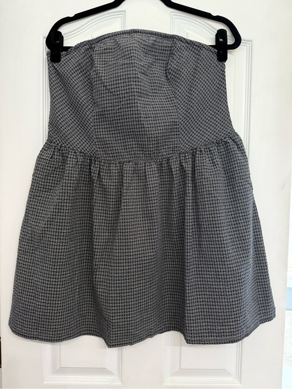 No Boundaries Black & White Strapless Check Dress